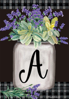 Briarwood Lane Farmhouse Monogram Letter A Garden Flag with colorful flowers for spring and summer decor.