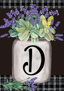Briarwood Lane Farmhouse Monogram Letter D Garden Flag with colorful flower design for spring porch display.
