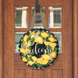 Lemon Wreath Summer Burlap Door Hanger
