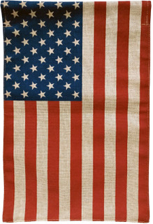 Briarwood Lane tea-stained American Flag House Flag with stars and stripes in red, white, and blue.
