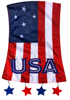 Briarwood Lane Patriotic Applique House Flag, red white and blue, for 4th of July celebrations.