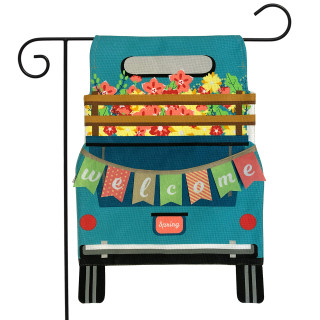 Briarwood Lane double-sided spring pickup truck garden flag with floral flowers and welcome banner decoration.