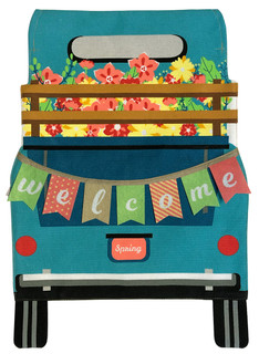 Briarwood Lane Springtime Pickup Burlap Garden Flag with double-sided floral design on a pickup truck.