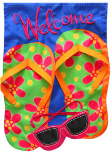 Flip Flops Applique Summer Garden Flag