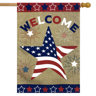 American Star Burlap House Flag