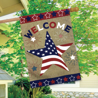 American Star Burlap House Flag