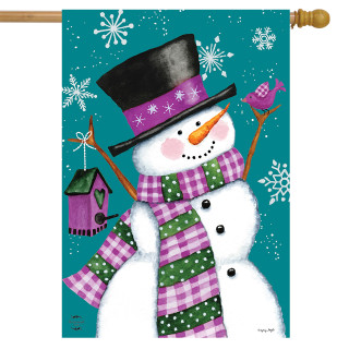 Winter Wonderland Snowman House Flag