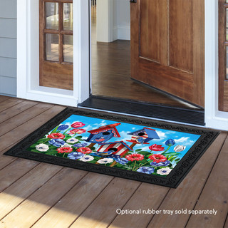 Briarwood Lane American Birdhouses Summer Doormat with patriotic red, white, and blue birds design.