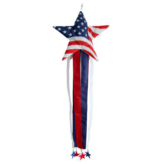 Briarwood Lane American Star Sculpted Patriotic Windsock in red, white, and blue for 4th of July.