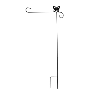 Briarwood Lane wrought iron butterfly garden flag stand holder with decorative butterfly detail on top.