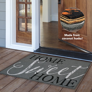 Briarwood Lane natural fiber coir doormat with "Home Sweet Home" on a wooden porch floor.