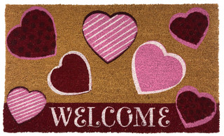 Hearts Valentine's Day Natural Fiber Coir Doormat - Briarwood Lane