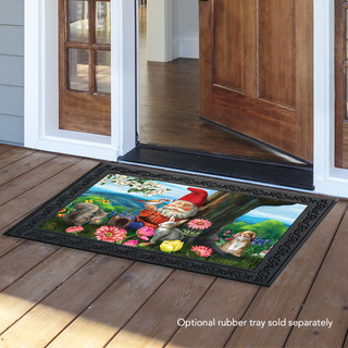 Briarwood Lane Garden Gnome Spring doormat with flowers and birds for indoor/outdoor use.