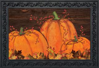 Briarwood Lane Rustic Pumpkin Patch Fall Doormat with colorful autumn design and decorative border.