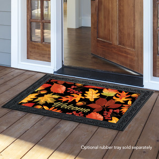 Briarwood Lane Fall Leaves & Acorns indoor/outdoor welcome door mat with autumn colored leaves design.