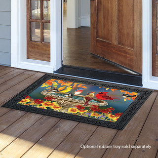 Fall Birdbath Floral Doormat