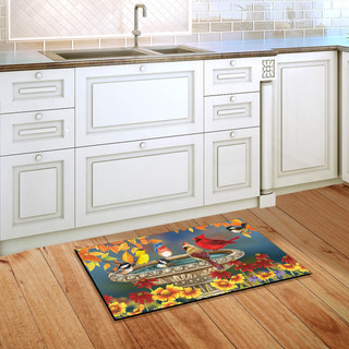Fall Birdbath Floral Doormat