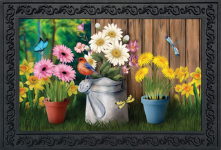 Briarwood Lane Spring Jubilee Floral Doormat with colorful flowers and cheery springtime design on decorative mat.