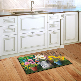 Briarwood Lane small printed Spring Jubilee Floral Doormat on kitchen floor with colorful flowers design.
