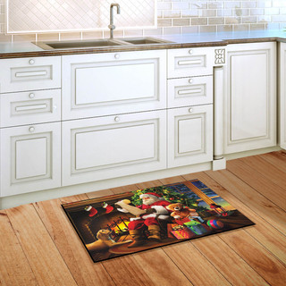 Briarwood Lane Naughty or Nice Christmas Doormat indoor outdoor floormat with holiday and dog design.