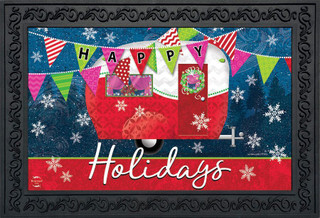 Happy Holidays Camper Primitive Doormat