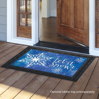 Briarwood Lane Snowflakes Winter Doormat with snowflake scene, indoor/outdoor use, let it snow design.
