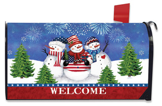 American Snowmen Winter Mailbox Cover