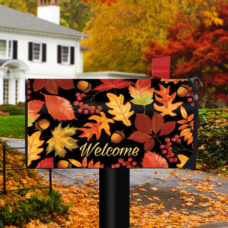 Fall Leaves & Acorns Welcome Mailbox Cover