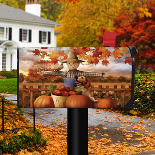 Autumn Scarecrow Harvest Mailbox Cover