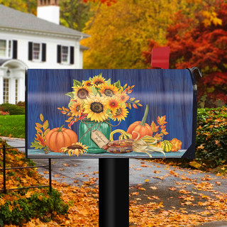 Briarwood Lane Fall Mason Jar Sunflowers magnetic mailbox cover with colorful, cheery, floral, rustic design.