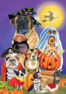 Trick or Treat Dogs Halloween House Flag