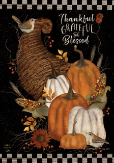 Thankful, Grateful, Blessed Fall House Flag