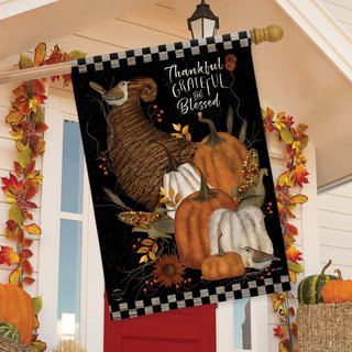 Thankful, Grateful, Blessed Fall House Flag