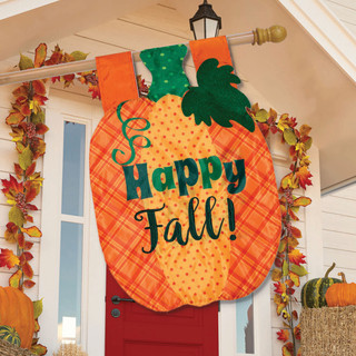Fall Pumpkin Applique House Flag