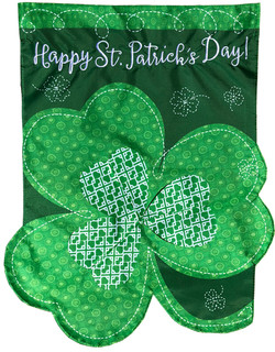 Shamrock St. Patrick's Day Applique House Flag