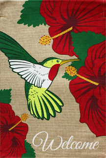 Hummingbird Burlap House Flag