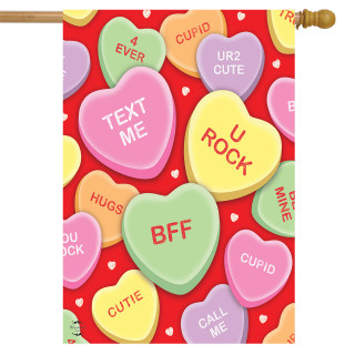 Candy Hearts Valentine's Day House Flag