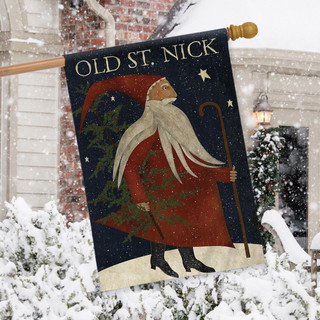 Old St. Nick Christmas House Flag