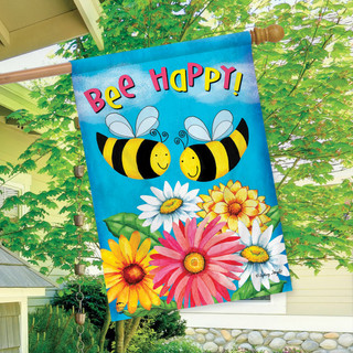 Bee Happy Bees Spring House Flag