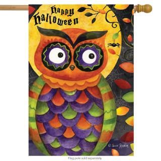 Spooky Owl Halloween House Flag