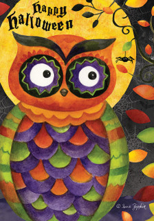 Spooky Owl Halloween House Flag