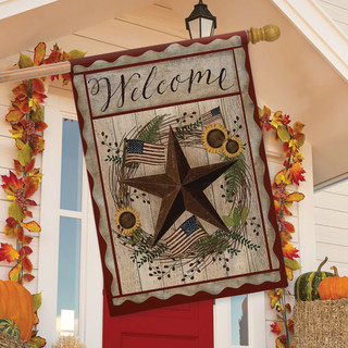 Autumn Welcome Barnstar Primitive House Flag