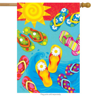Fun in the Sun Flip Flops Summer House Flag