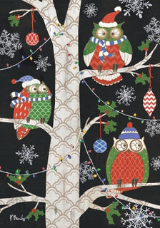 Holiday Owls Primitive House Flag