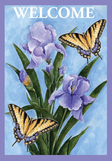 Butterflies & Irisies Spring House Flag