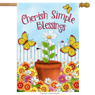 Cherish Simple Blessings Spring House Flag