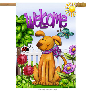 Welcome Dog Spring House Flag