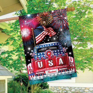 Briarwood Lane USA Pickup Patriotic House Flag with American stars and stripes, red, white, and blue colors.