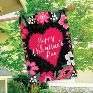Happy Valentine's Floral House Flag