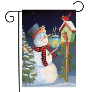 Lantern Snowman Winter Garden Flag
